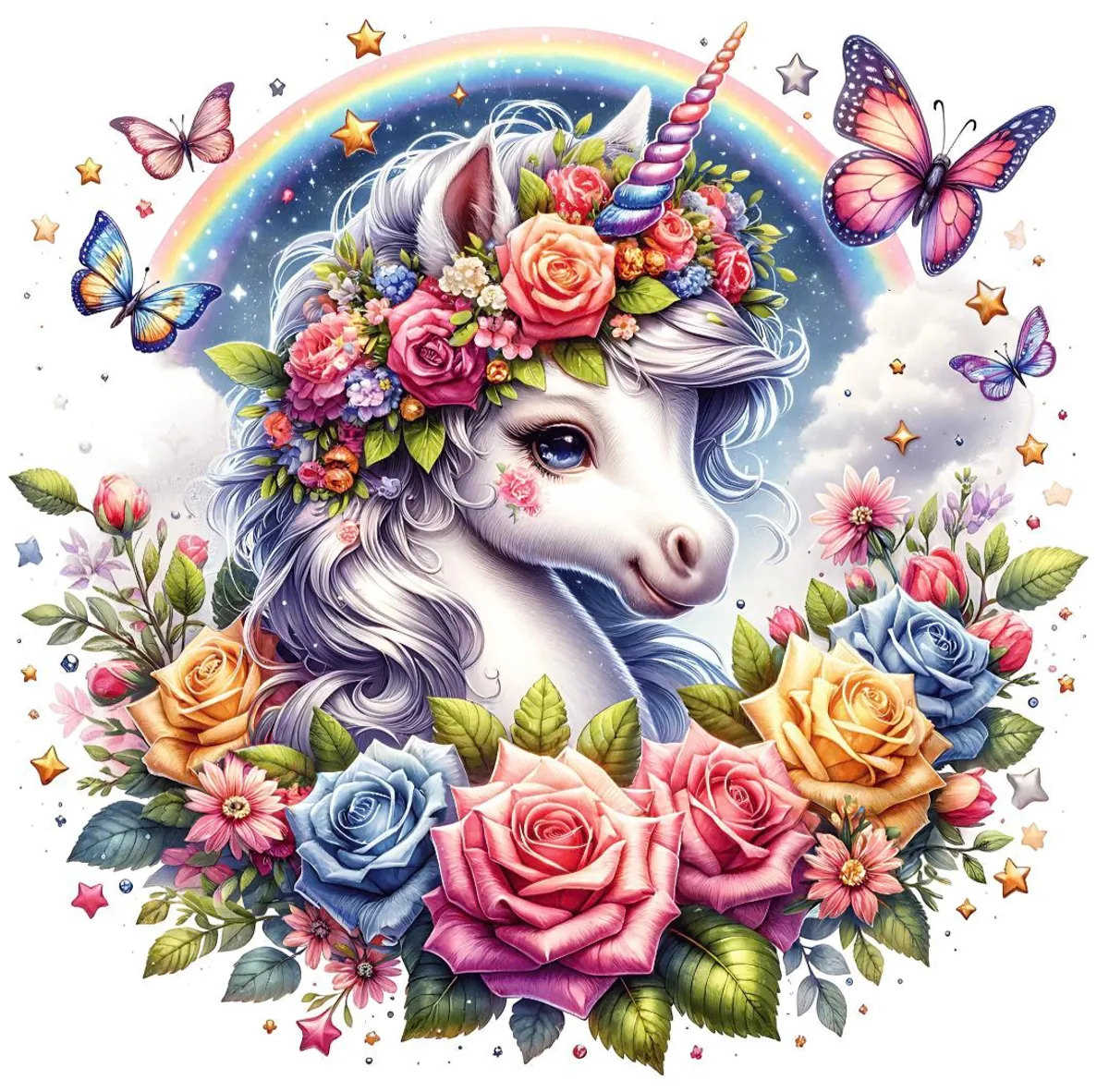 Enjhørning 10 - DTF Strykemerke