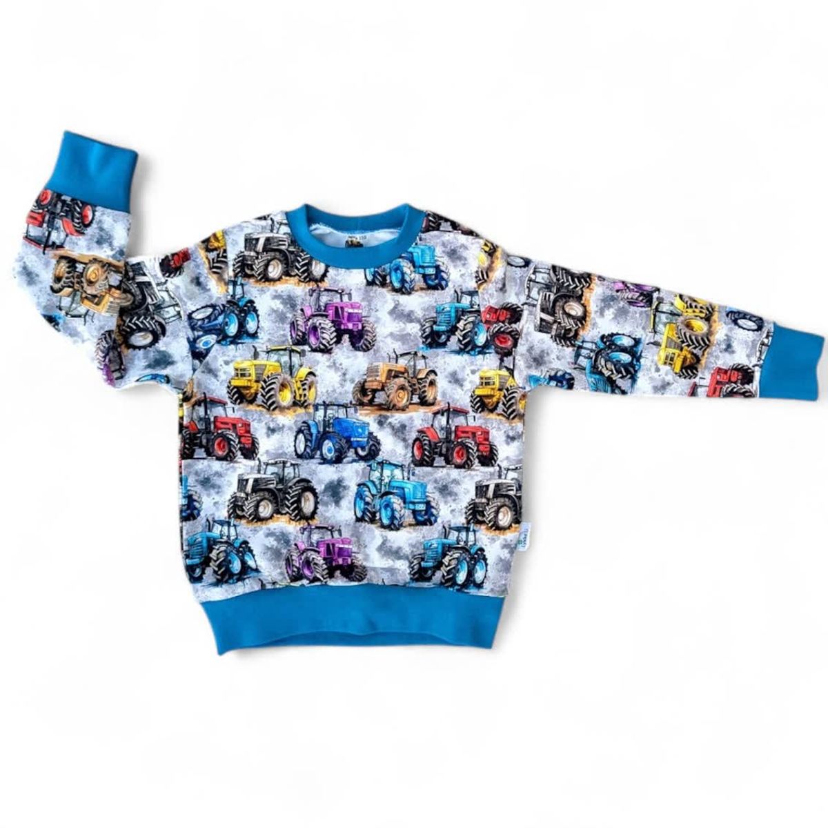 Genser Fargerike traktorer med blåpetrol ribb